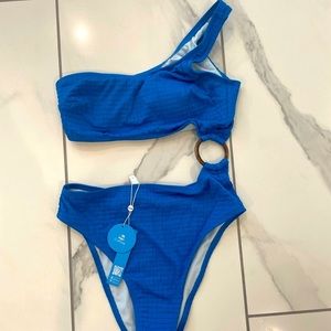 CUPSHE Smock & Roll One Shoulder Ring Monokini Swimsuit